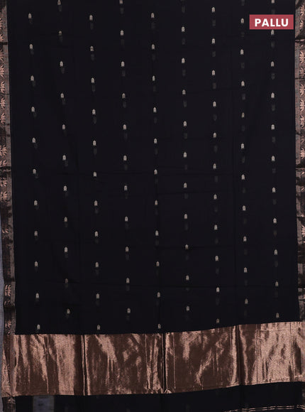 Bengal soft cotton saree black with allover thread woven buttas and zari woven butta border
