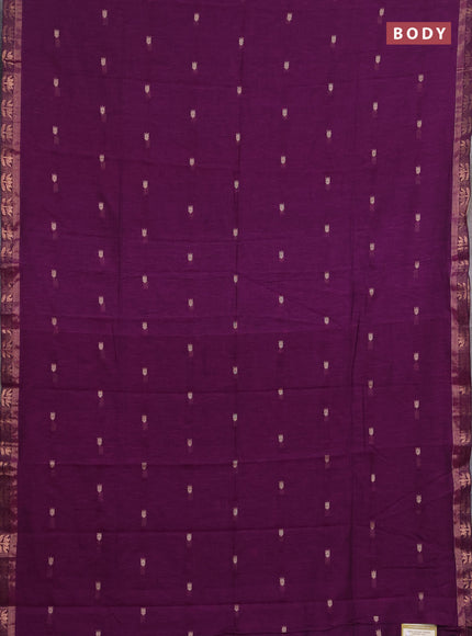 Bengal soft cotton saree purple with allover thread woven buttas and zari woven border