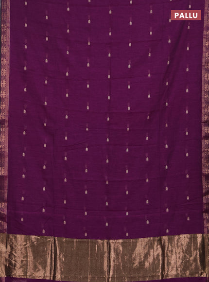 Bengal soft cotton saree purple with allover thread woven buttas and zari woven border