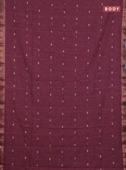 Bengal soft cotton saree mauve pink with allover thread woven buttas and zari woven border