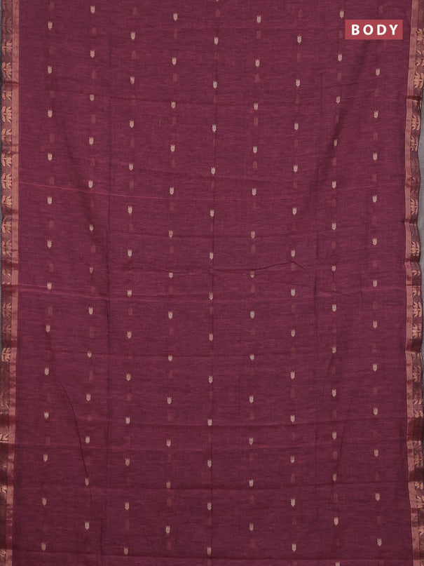 Bengal soft cotton saree mauve pink with allover thread woven buttas and zari woven border