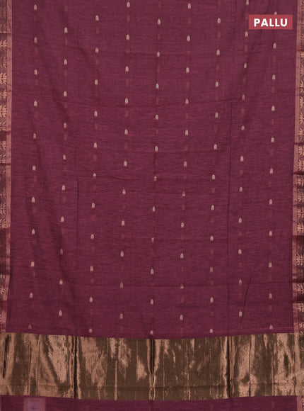 Bengal soft cotton saree mauve pink with allover thread woven buttas and zari woven border