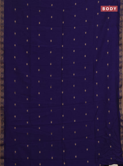 Bengal soft cotton saree blue with allover thread woven buttas and thread woven butta border