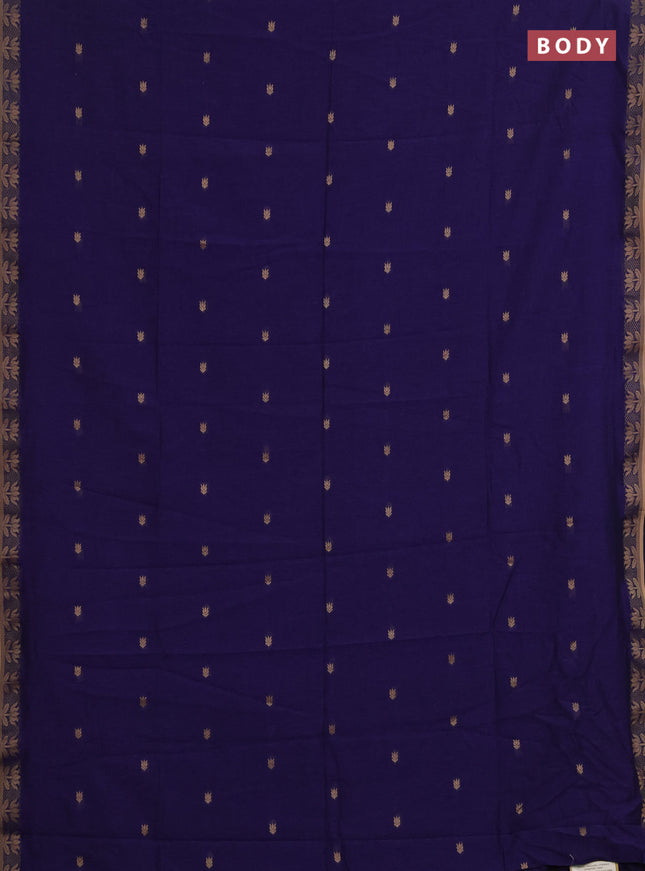 Bengal soft cotton saree blue with allover thread woven buttas and thread woven butta border