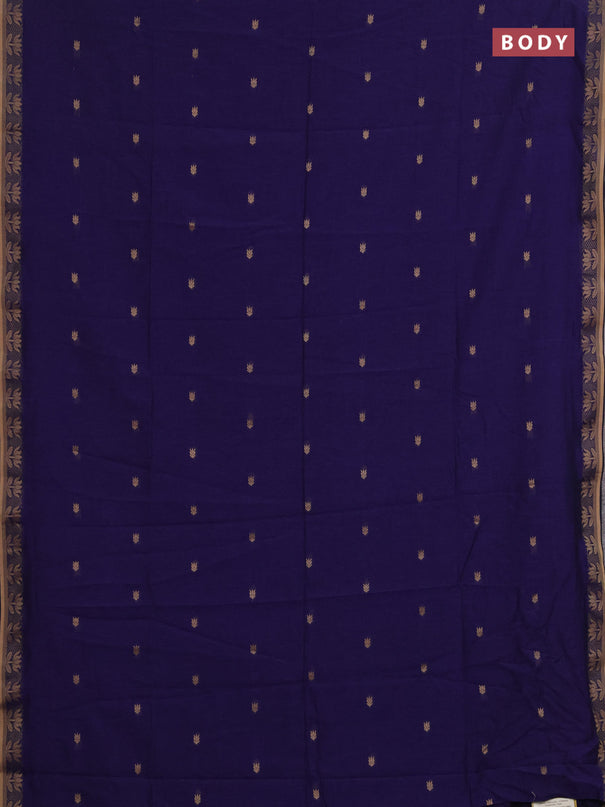 Bengal soft cotton saree blue with allover thread woven buttas and thread woven butta border