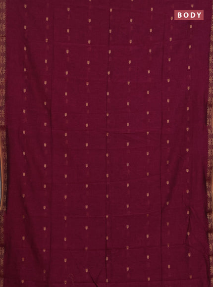 Bengal soft cotton saree magenta pink with allover thread woven buttas and thread woven butta border