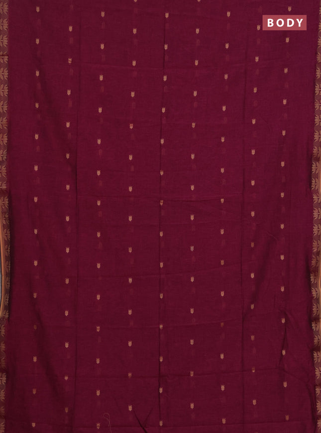 Bengal soft cotton saree magenta pink with allover thread woven buttas and thread woven butta border
