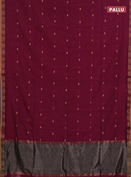 Bengal soft cotton saree magenta pink with allover thread woven buttas and thread woven butta border