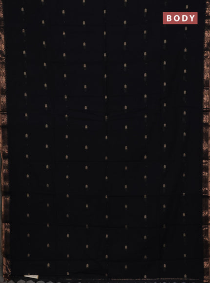 Bengal soft cotton saree black with allover thread woven buttas and zari woven butta border