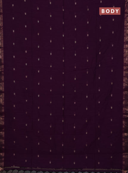 Bengal soft cotton saree purple with allover thread woven buttas and zari woven butta border