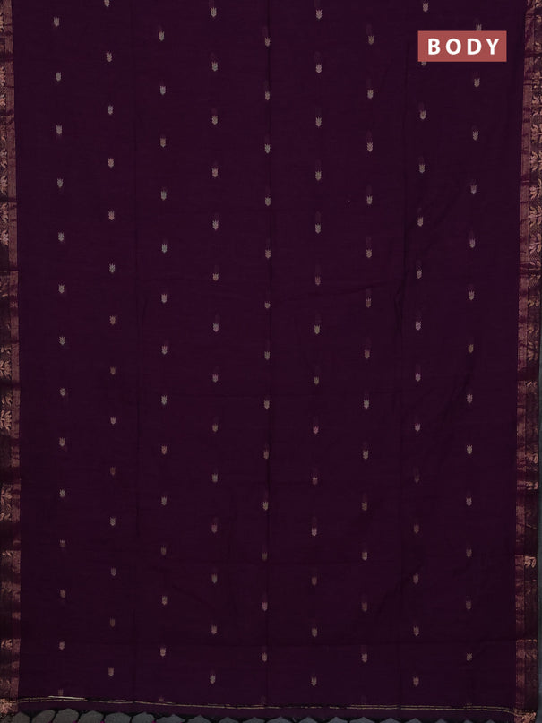Bengal soft cotton saree purple with allover thread woven buttas and zari woven butta border
