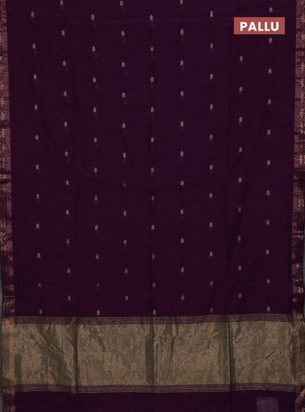 Bengal soft cotton saree purple with allover thread woven buttas and zari woven butta border
