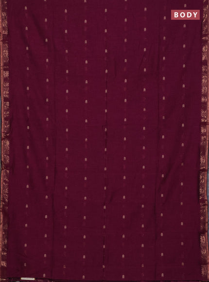 Bengal soft cotton saree magenta pink with allover thread woven buttas and zari woven butta border
