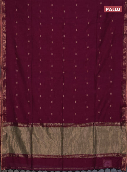 Bengal soft cotton saree magenta pink with allover thread woven buttas and zari woven butta border