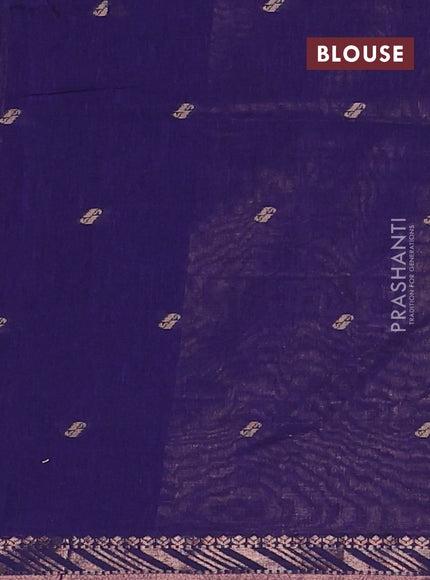 Bengal soft cotton saree maroon and navy blue with allover thread woven buttas and zari woven butta border