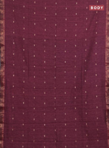 Bengal soft cotton saree mauve pink with allover thread woven buttas and zari woven border