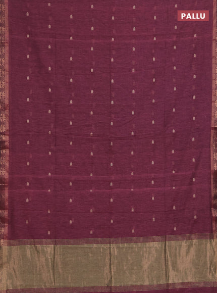 Bengal soft cotton saree mauve pink with allover thread woven buttas and zari woven border