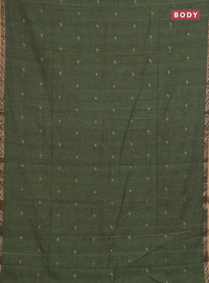 Bengal soft cotton saree pastel green and navy blue with allover thread woven buttas and zari woven border