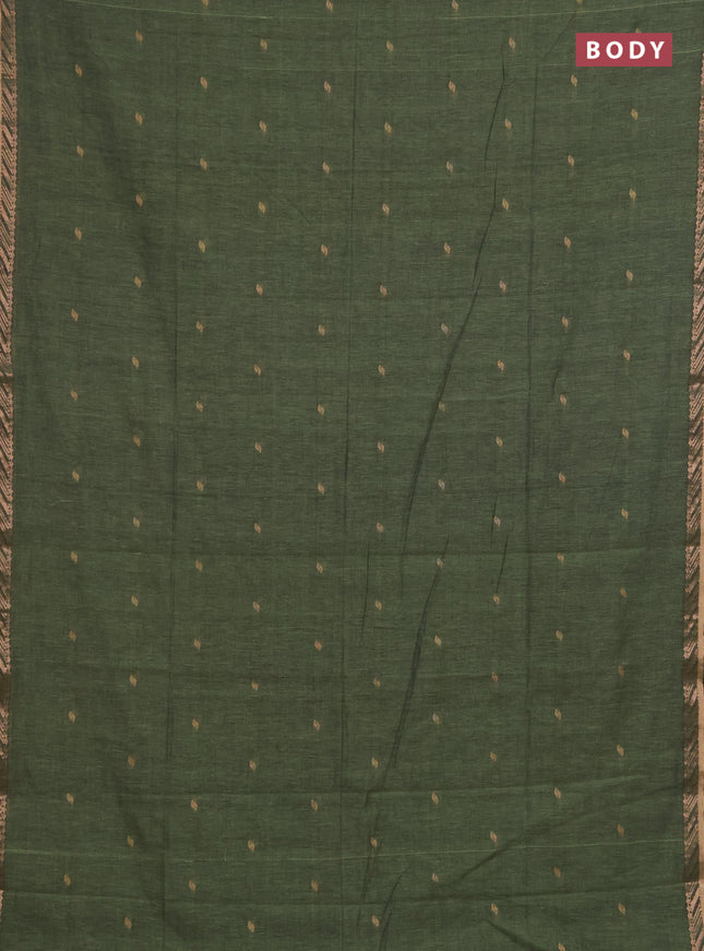 Bengal soft cotton saree pastel green and navy blue with allover thread woven buttas and zari woven border