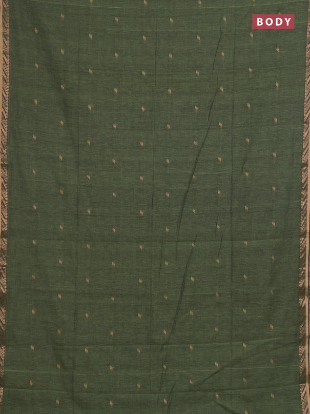 Bengal soft cotton saree pastel green and navy blue with allover thread woven buttas and zari woven border