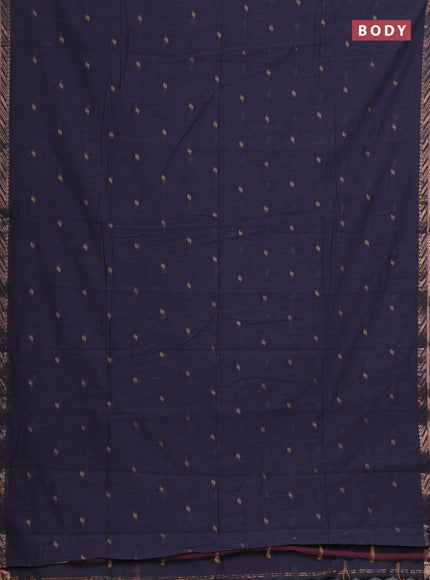 Bengal soft cotton saree grey and purple with allover thread woven buttas and zari woven border
