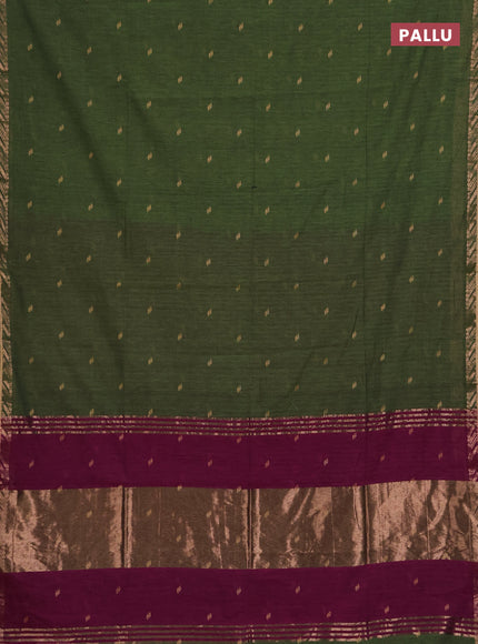 Bengal soft cotton saree light green and pink with allover thread woven buttas and zari woven border