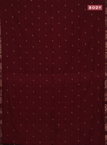 Bengal soft cotton saree maroon and blue with allover thread woven buttas and zari woven border