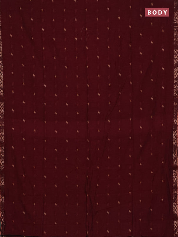 Bengal soft cotton saree maroon and blue with allover thread woven buttas and zari woven border