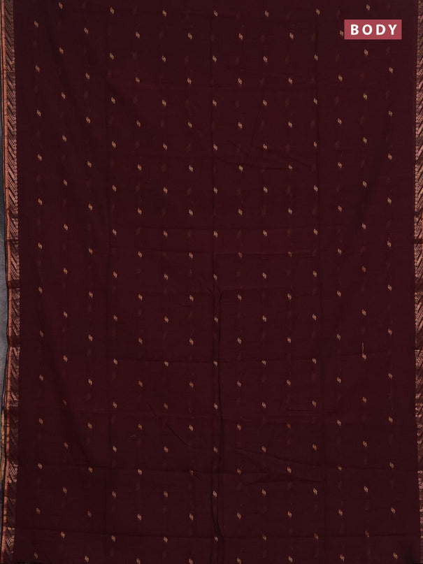Bengal soft cotton saree dee[ maroon and navy blue with allover thread woven buttas and zari woven border