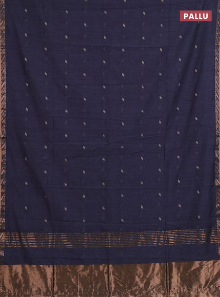 Bengal soft cotton saree grey with allover thread woven buttas and zari woven border