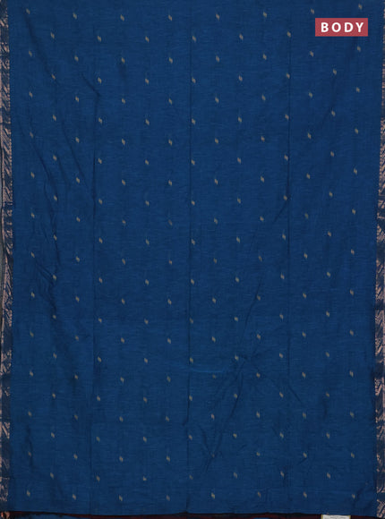 Bengal soft cotton saree cs blue and black with allover thread woven buttas and zari woven border