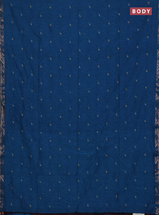 Bengal soft cotton saree cs blue and black with allover thread woven buttas and zari woven border