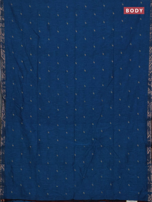 Bengal soft cotton saree cs blue and black with allover thread woven buttas and zari woven border