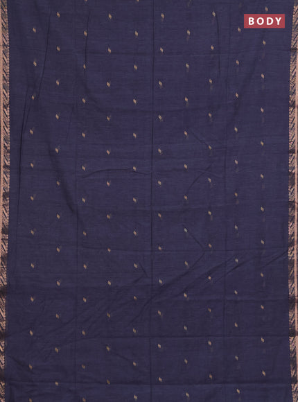 Bengal soft cotton saree grey with allover thread woven buttas and zari woven border