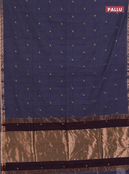 Bengal soft cotton saree grey with allover thread woven buttas and zari woven border