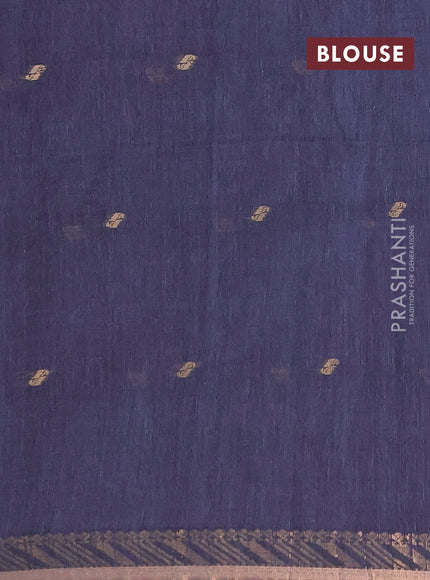 Bengal soft cotton saree grey with allover thread woven buttas and zari woven border