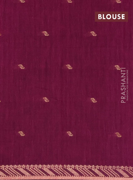 Bengal soft cotton saree mehendi green and pink with allover thread woven buttas and zari woven border