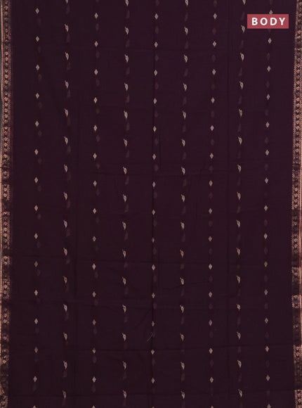 Bengal soft cotton saree deep purple with allover thread woven buttas and zari woven border