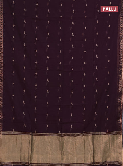 Bengal soft cotton saree deep purple with allover thread woven buttas and zari woven border