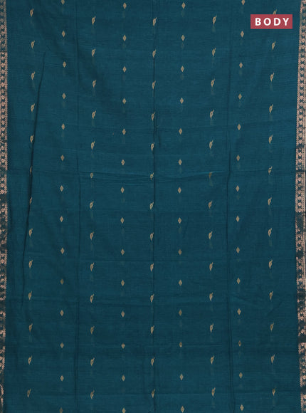 Bengal soft cotton saree green with allover thread woven buttas and zari woven border