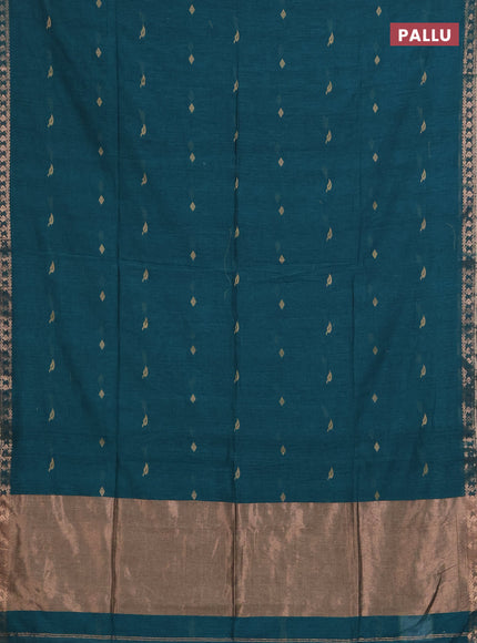 Bengal soft cotton saree green with allover thread woven buttas and zari woven border