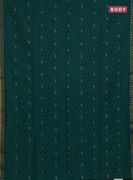 Bengal soft cotton saree green with allover thread woven buttas and thread woven butta border