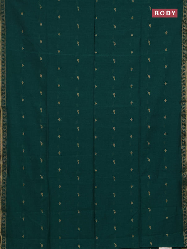 Bengal soft cotton saree green with allover thread woven buttas and thread woven butta border