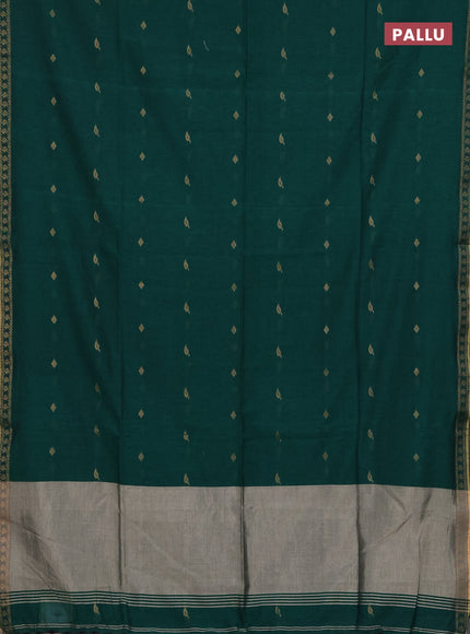 Bengal soft cotton saree green with allover thread woven buttas and thread woven butta border