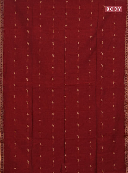 Bengal soft cotton saree maroon with allover thread woven buttas and thread woven butta border