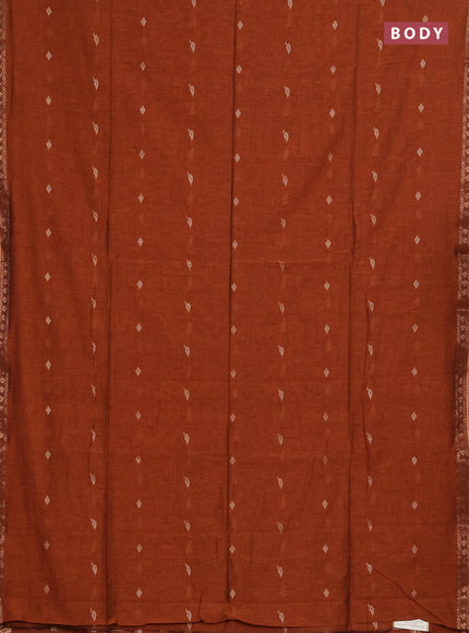 Bengal soft cotton saree orange with allover thread woven buttas and zari woven border