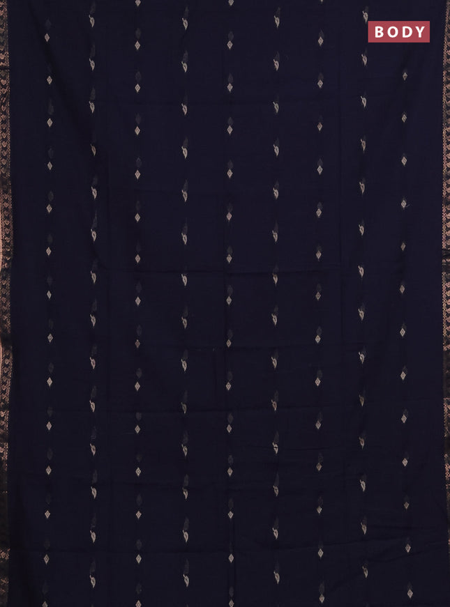 Bengal soft cotton saree navy blue with allover thread woven buttas and zari woven border