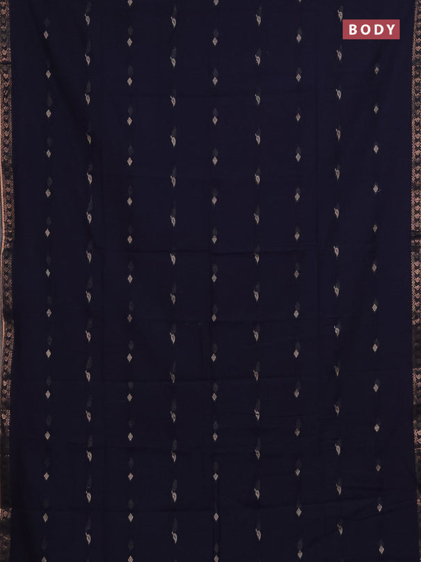Bengal soft cotton saree navy blue with allover thread woven buttas and zari woven border