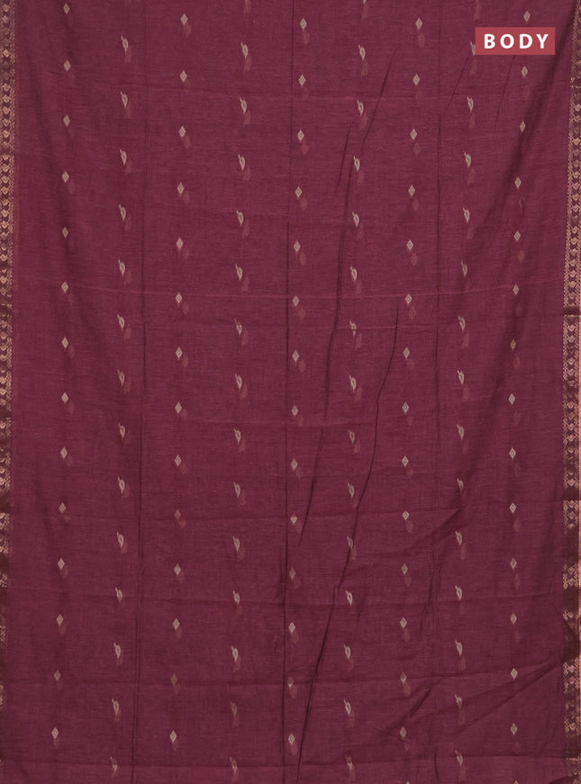 Bengal soft cotton saree mauve pink with allover thread woven buttas and zari woven border