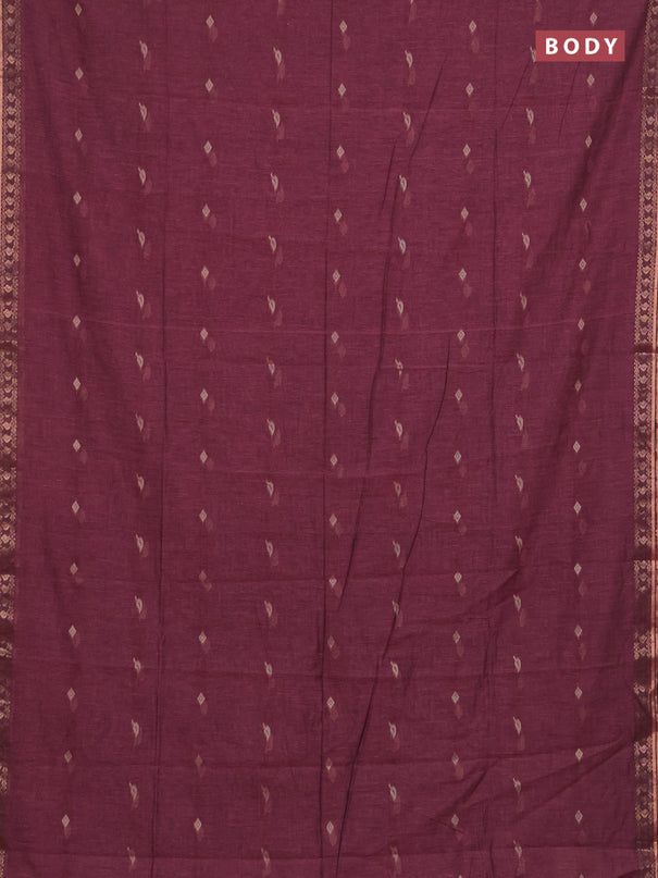 Bengal soft cotton saree mauve pink with allover thread woven buttas and zari woven border